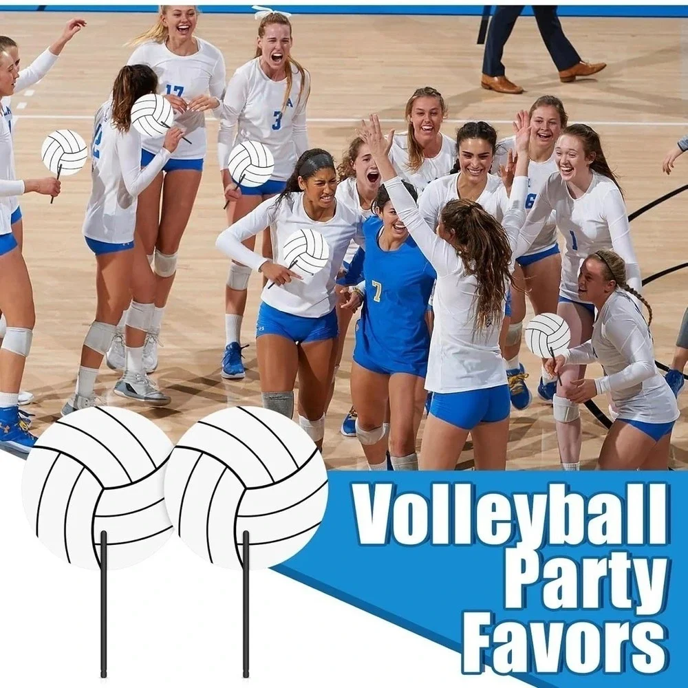Volleyball Handheld Fans Set of 10 White Black Sports Party Favors Team Spirit